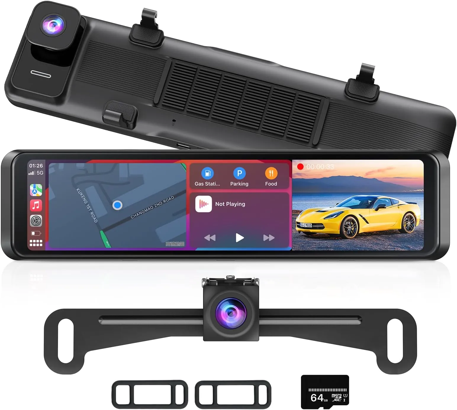 1080p Mirror Dash Cam with Backup Camera - view 4