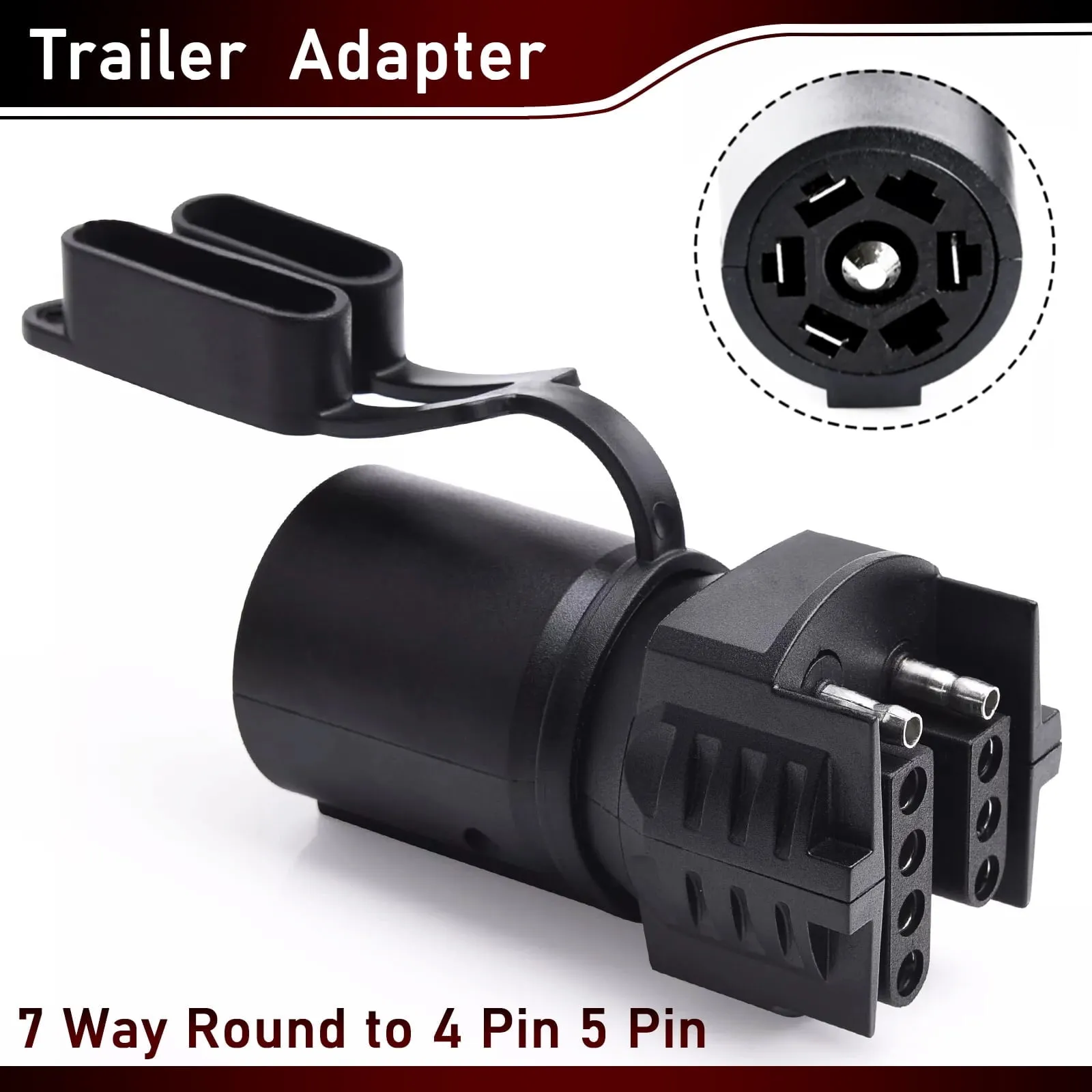 7-Way Round to 4-Way Flat Trailer Wire Adapter - Towing & Utility for Light Towing