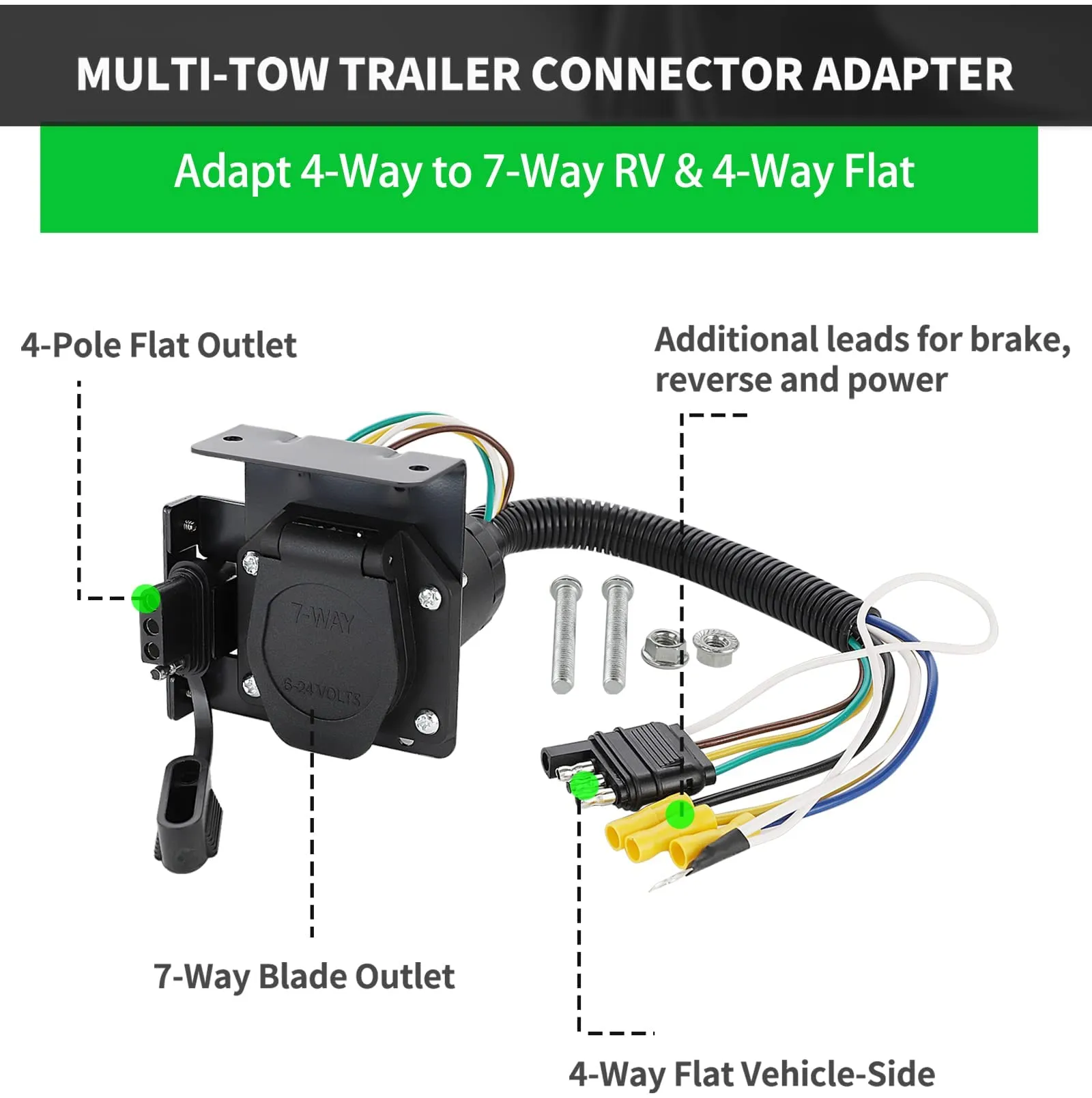 7-Way Round to 4-Way Flat Trailer Wire Adapter - view 2