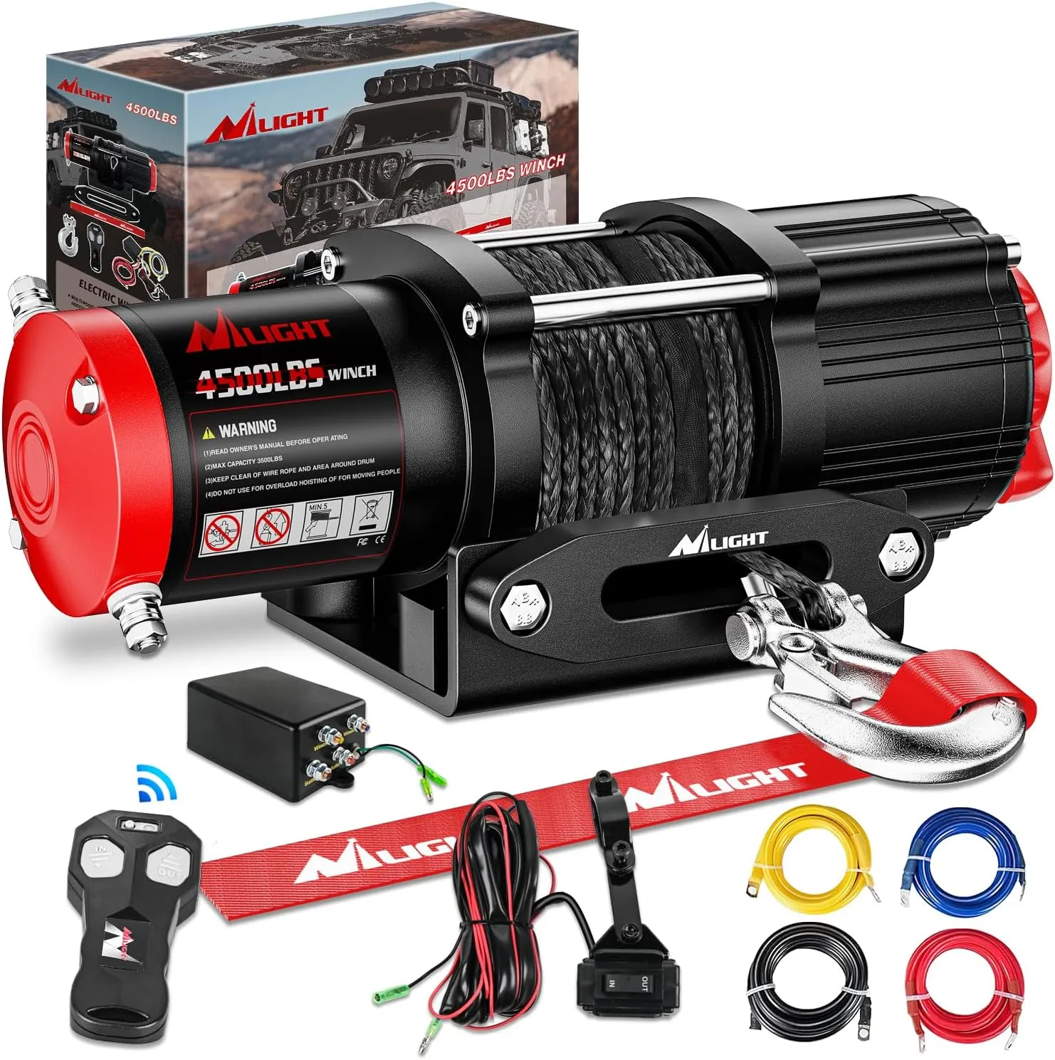 9500lb Waterproof Off-Road Recovery Winch - Towing & Utility for Trail Jeeps