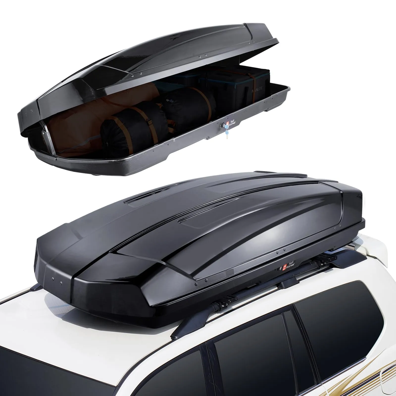 Aerodynamic Hard-Shell Roof Cargo Storage Box - Towing & Utility for Family Cross-overs