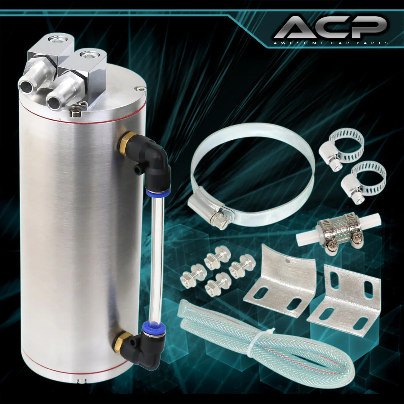 Billet Aluminum Engine Oil Catch Can Kit - Engine Components for Direct-Injection Turbo