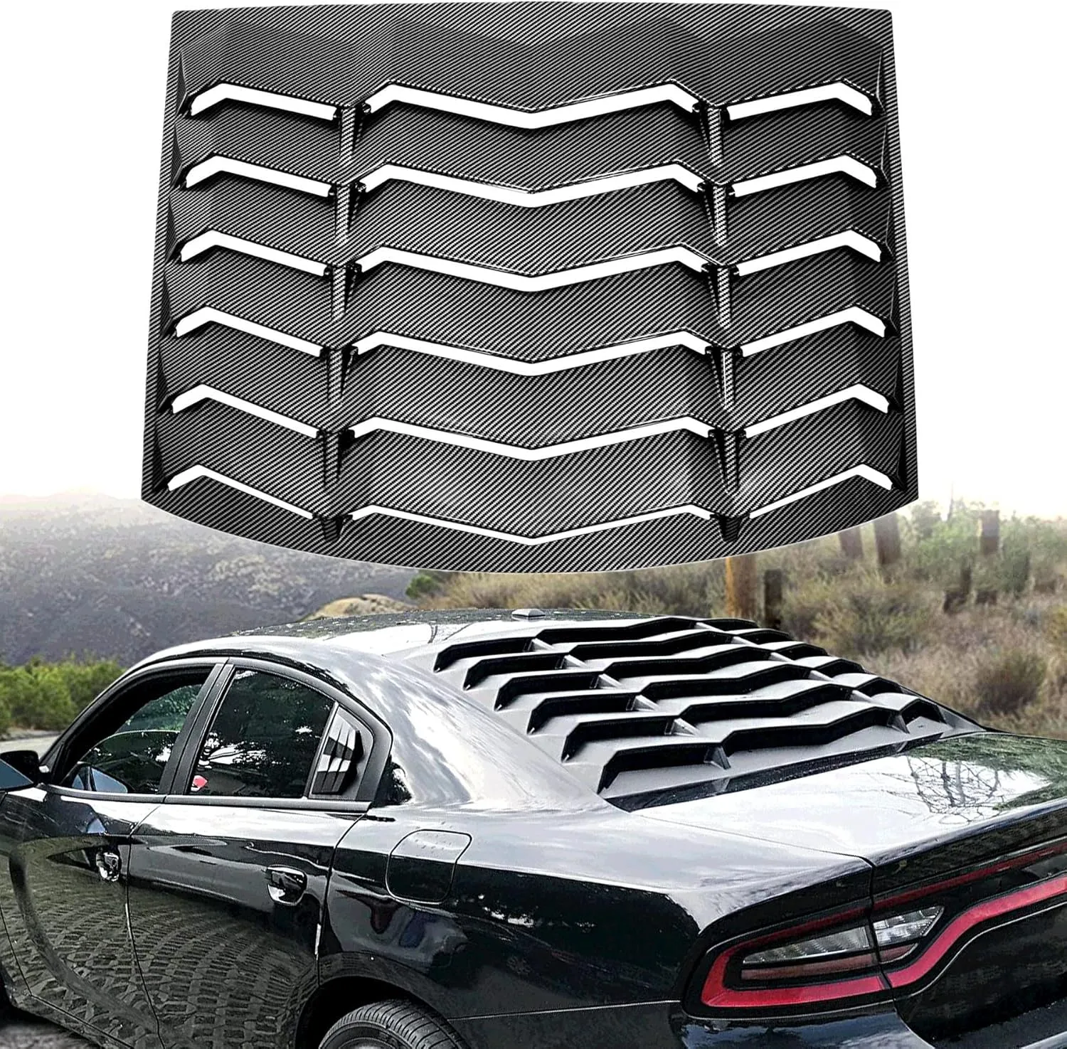 Carbon Fiber Rear Window Louver Shutter Guard - view 6
