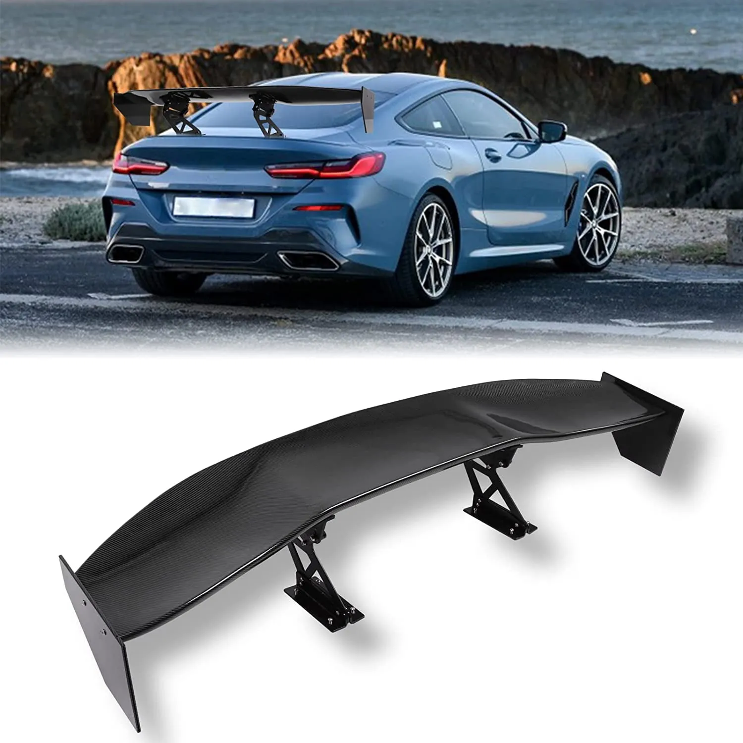 Carbon Fiber Style Trunk Spoiler Wing - Exterior & Body for Sports Coupes