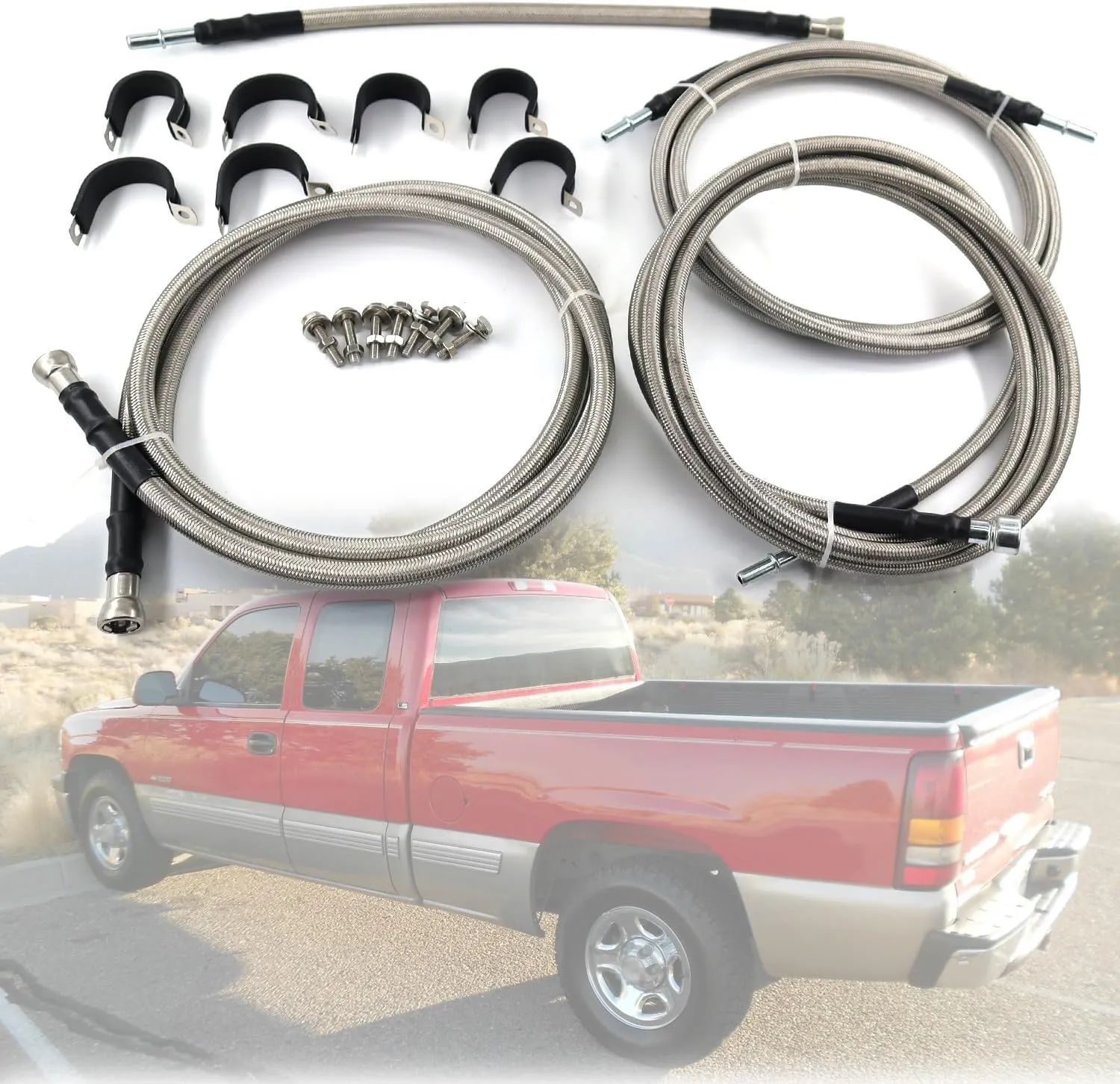 Complete Stainless Braided Fuel Lines Tank Kit - view 3