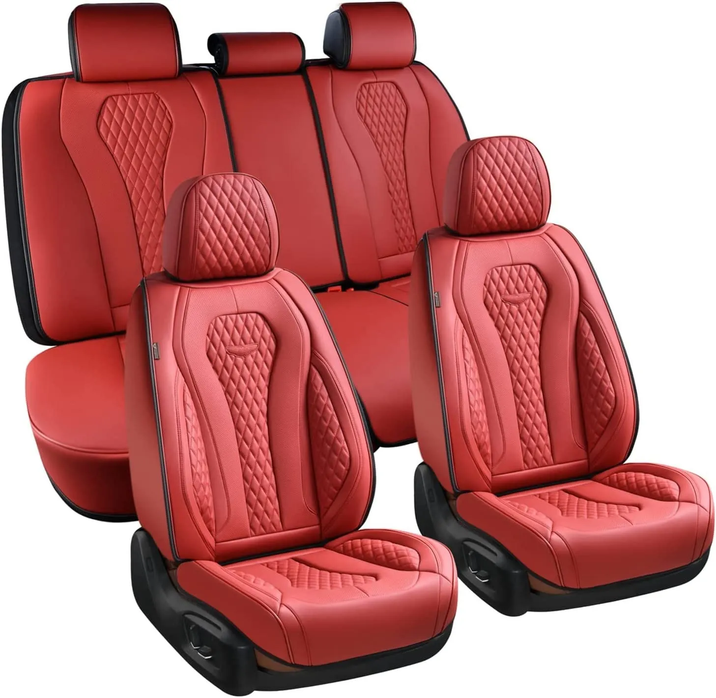 Custom Faux-Leather Full-Row Seat Covers Set - view 3