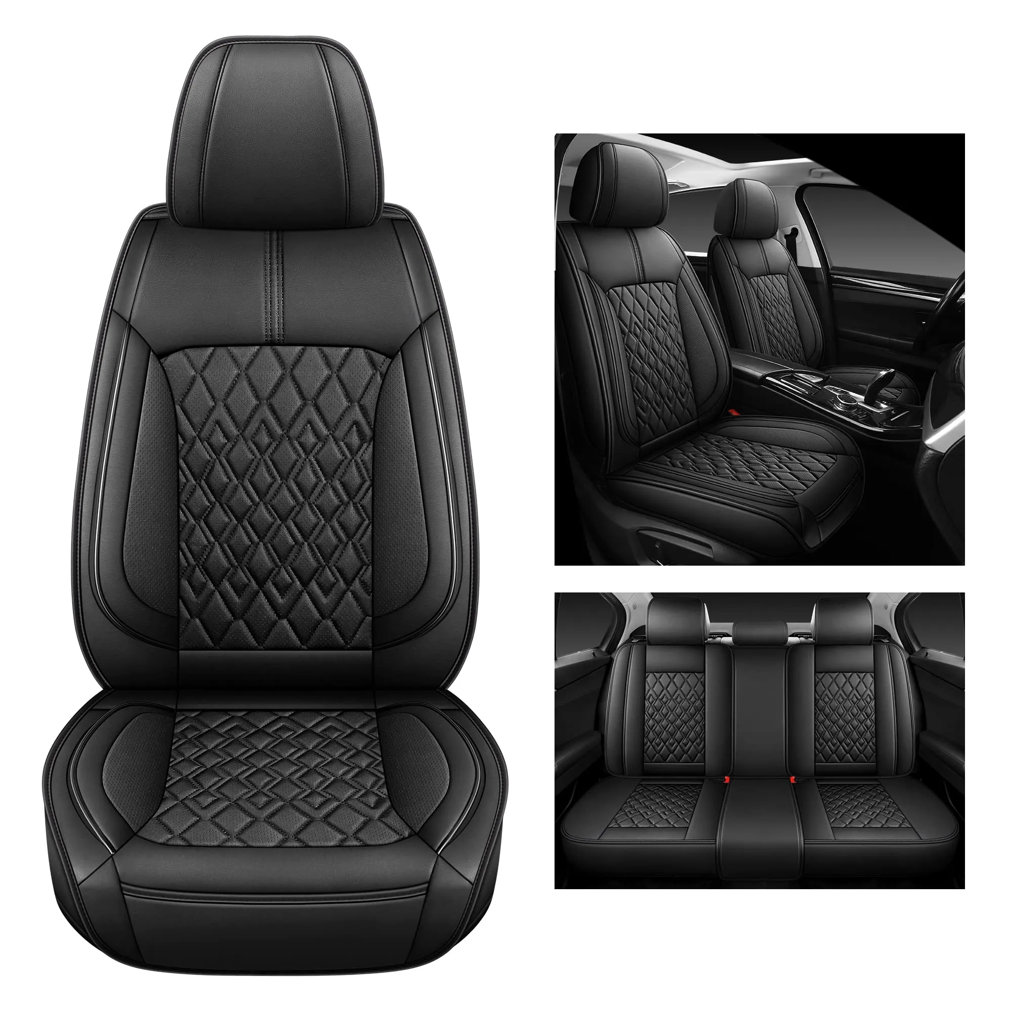 Custom Faux-Leather Full-Row Seat Covers Set - view 4