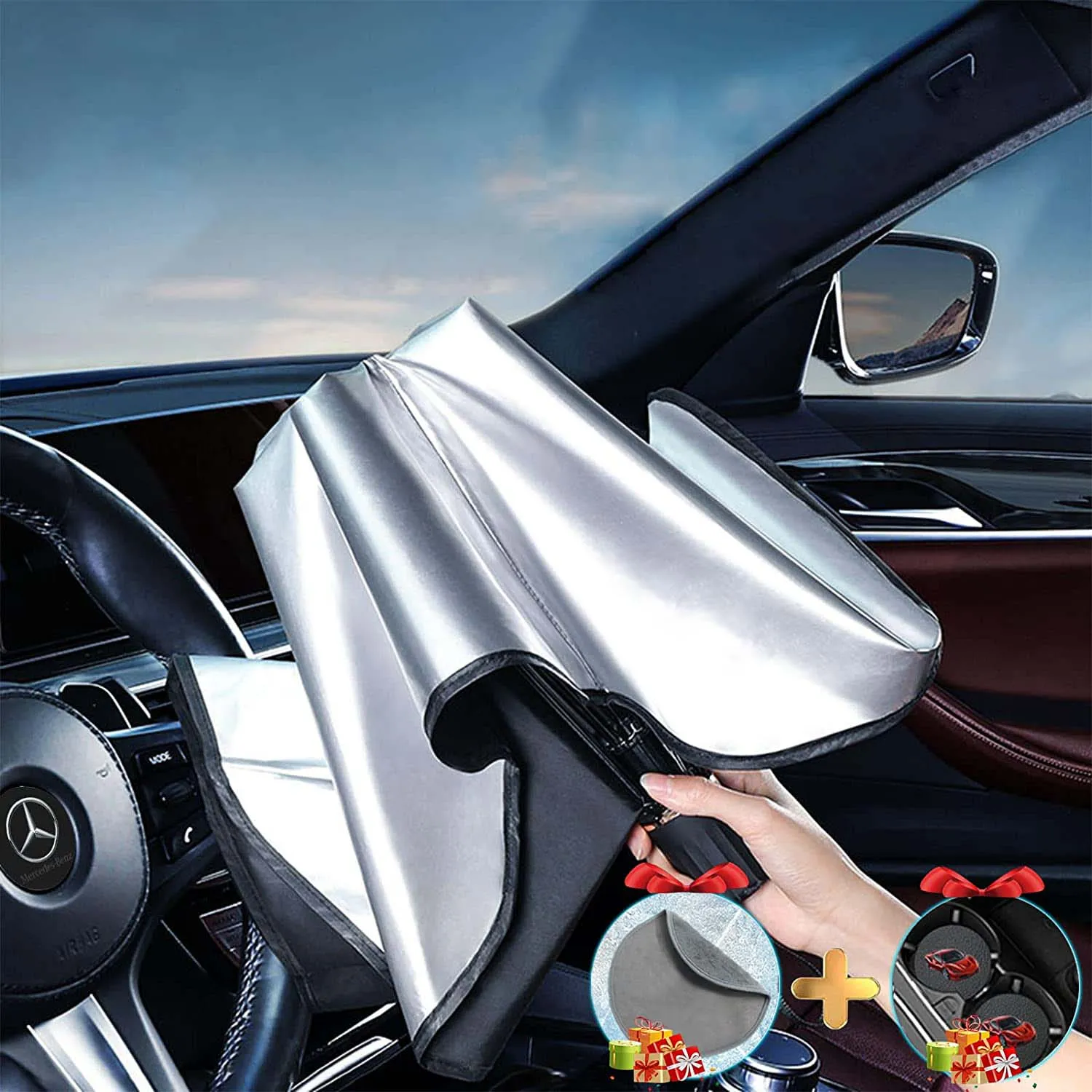 Custom Fit Windshield Sun Shade (Roll-Up Premium) - view 6
