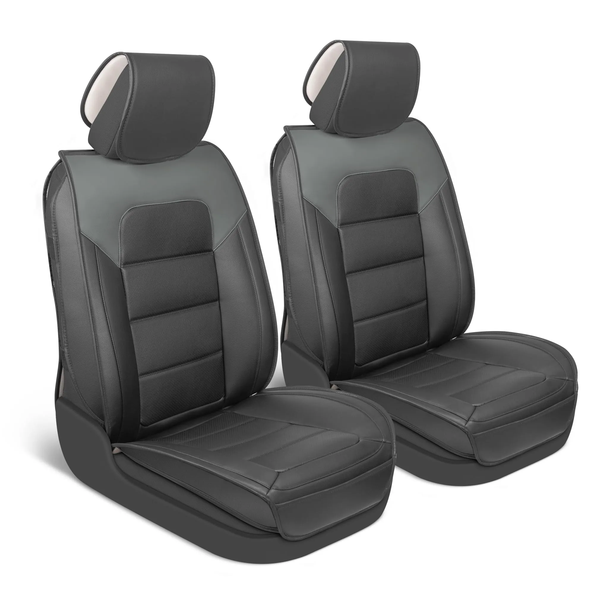 Custom-Molded Faux Leather Seat Covers (Front) - Interior Electronics for Commuter Cars