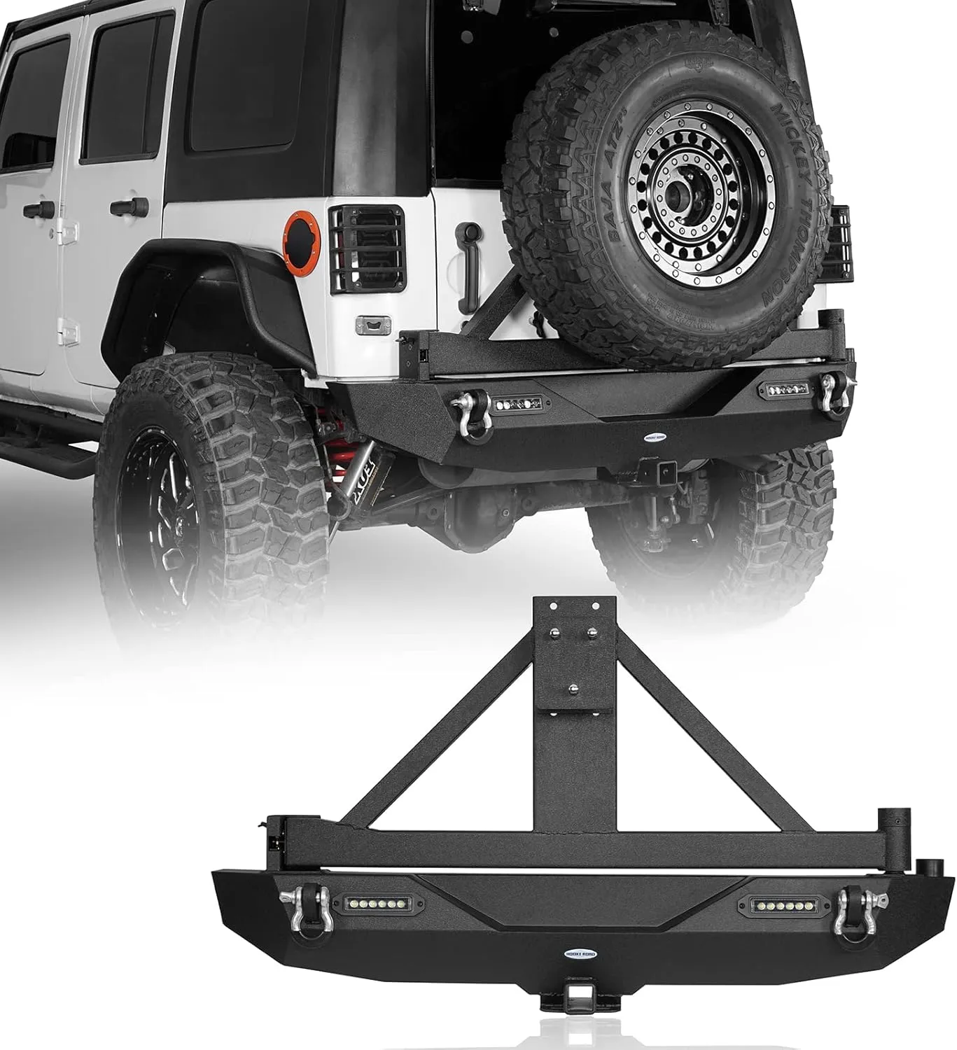 Custom Off-Road Steel Rear Bumper with Tire Carrier - Exterior & Body for Trail Vehicles