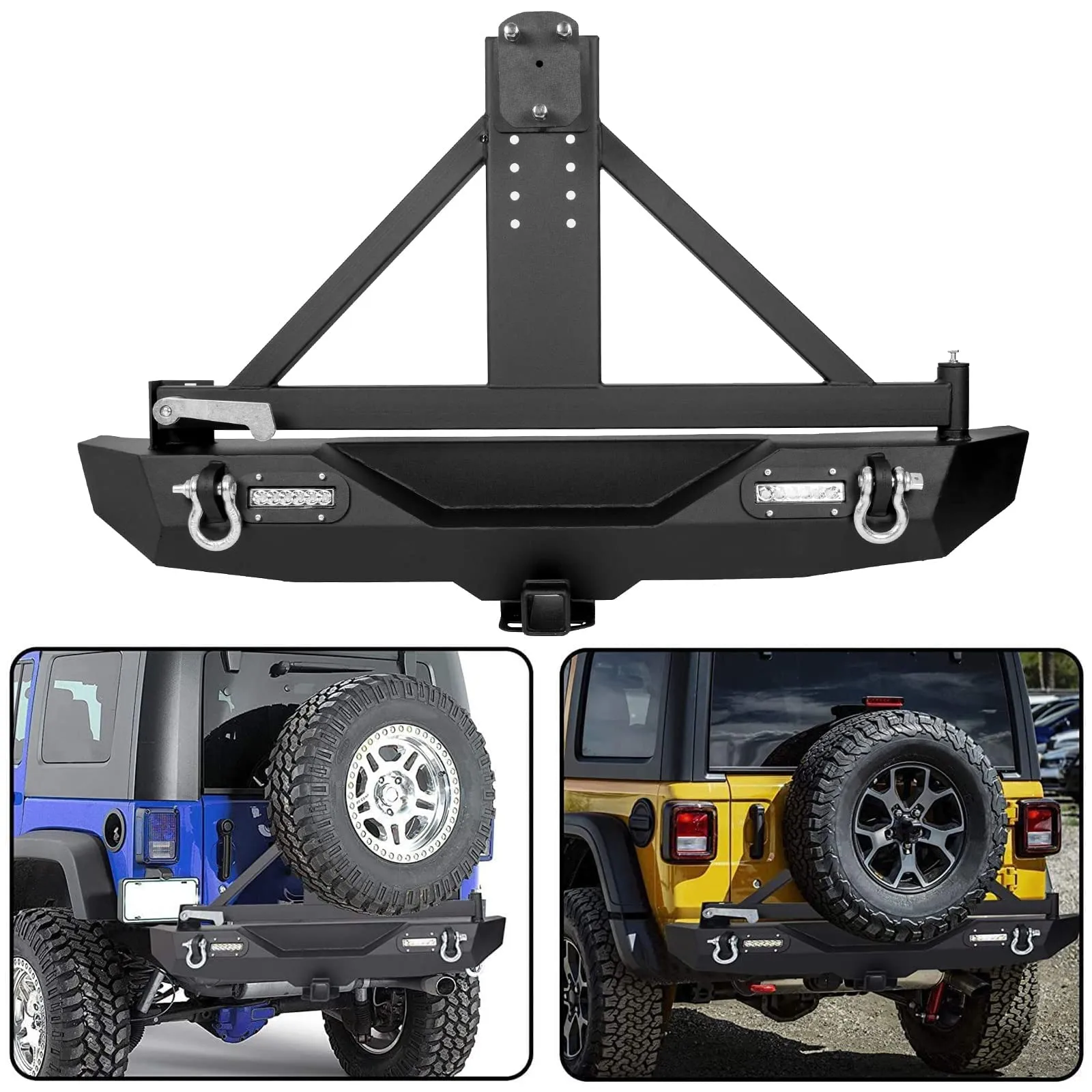 Custom Off-Road Steel Rear Bumper with Tire Carrier - view 2