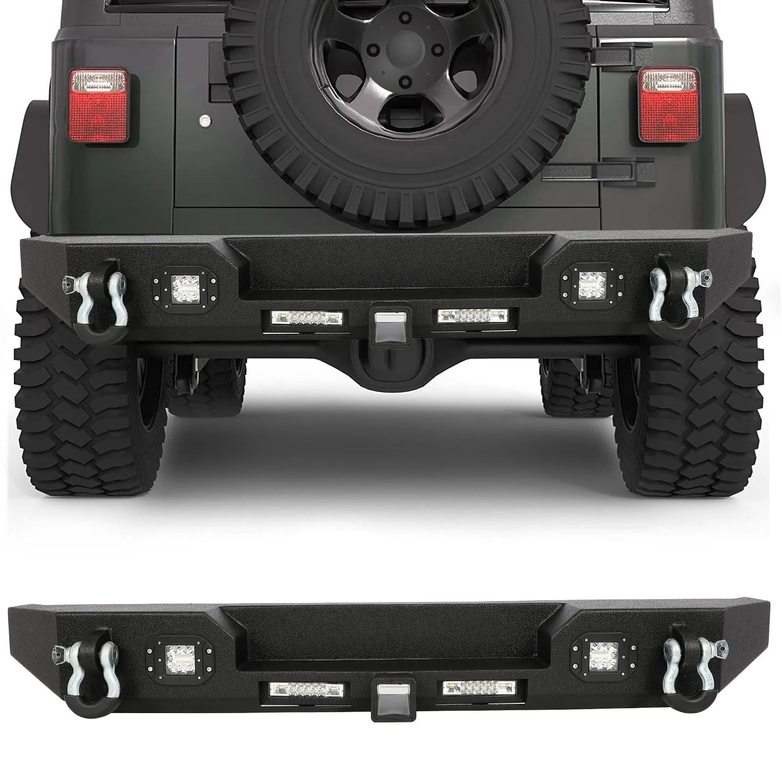 Custom Steel Rear Bumper with D-Ring Mounts - view 2