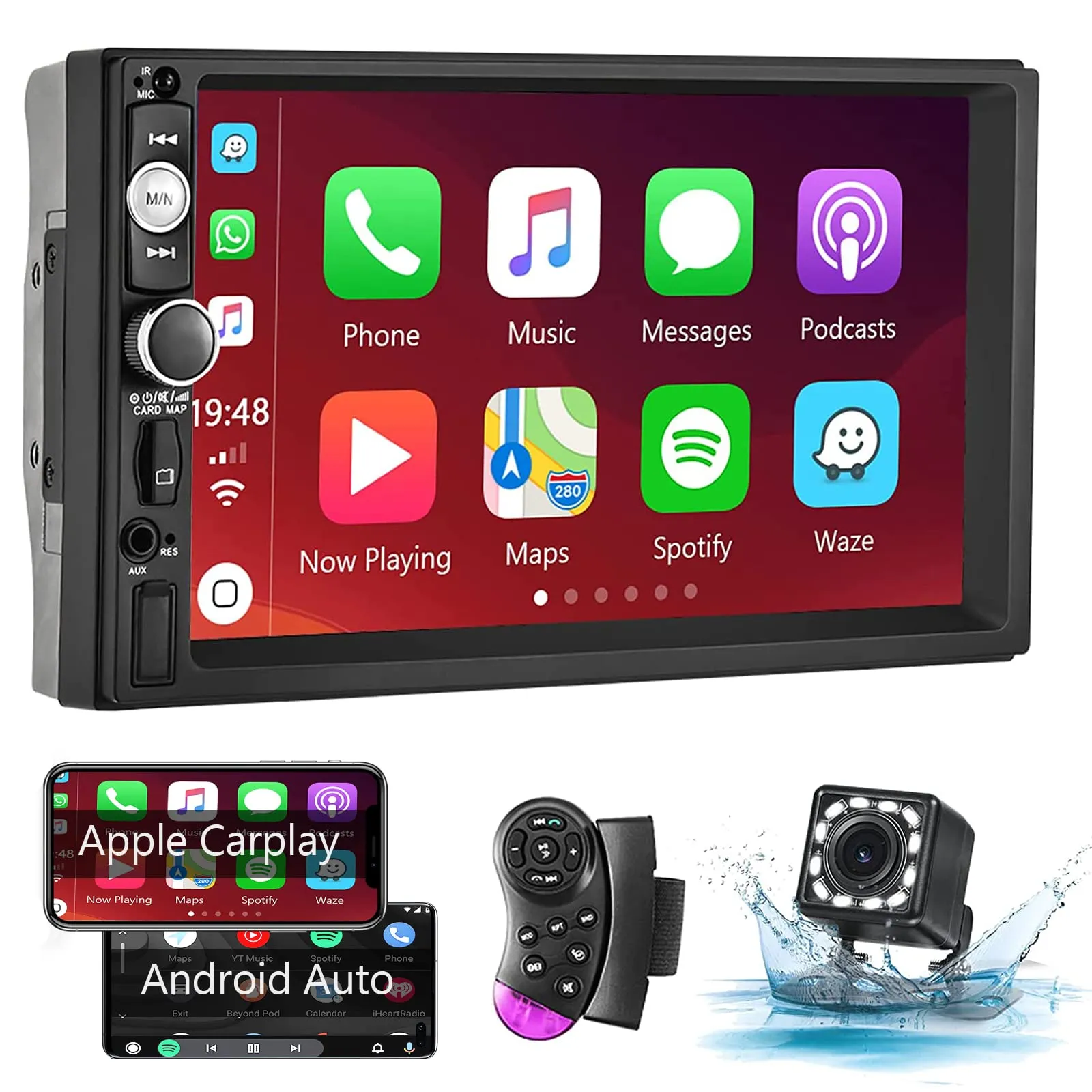 Double-Din 7-Inch CarPlay Touchscreen Stereo - Electronics for Universal Audio