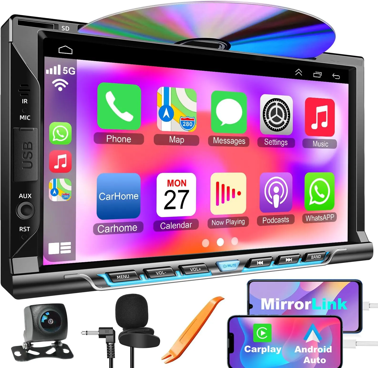 Double-Din 7-Inch CarPlay Touchscreen Stereo - view 2