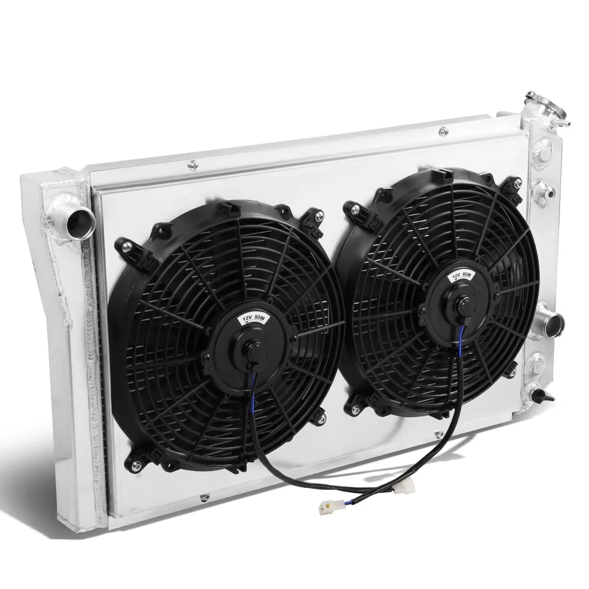 Dual-Core Aluminum Radiator with Dual 12v Fans - Cooling & HVAC for Track/Drift Cars