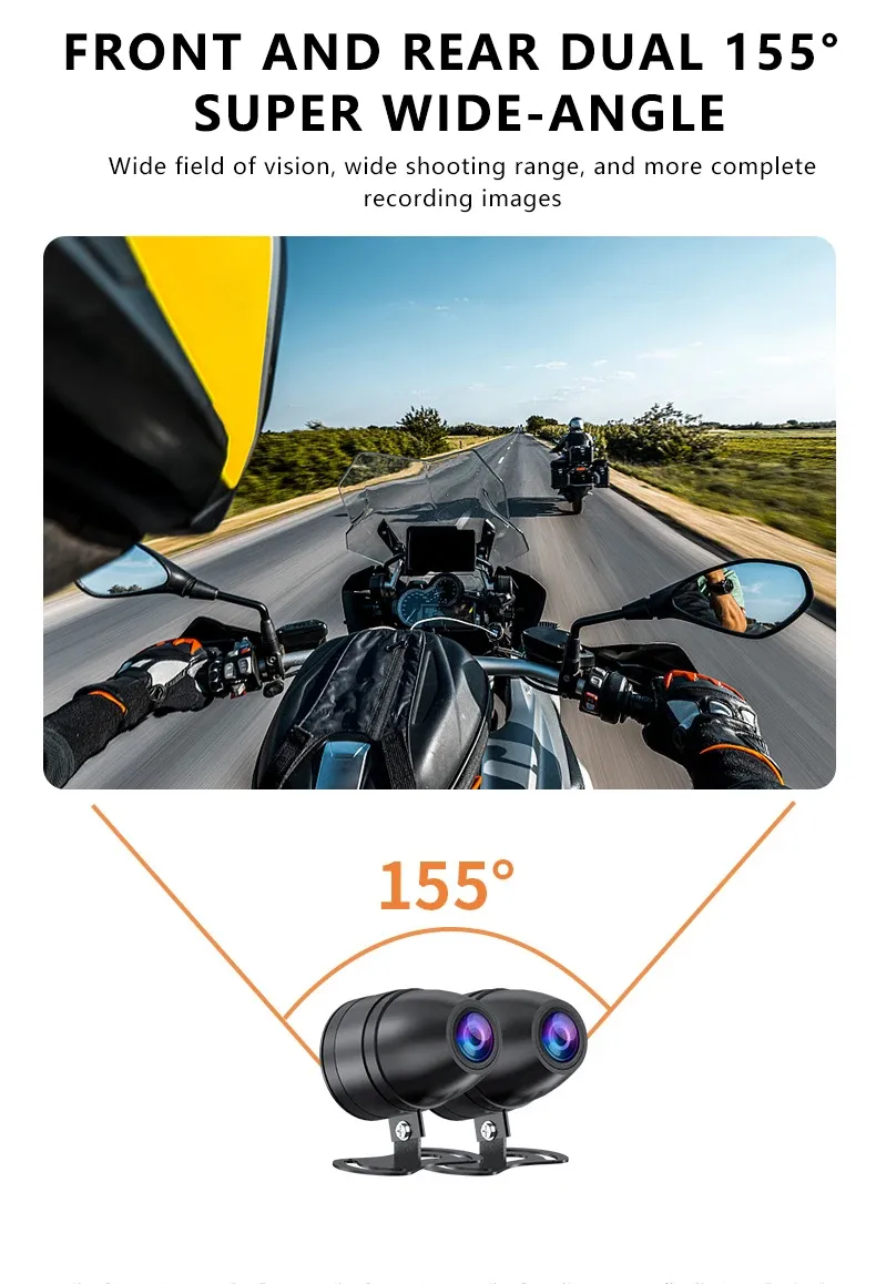 Dual-Lens Motorcycle Dash Cam Waterproof System - view 6