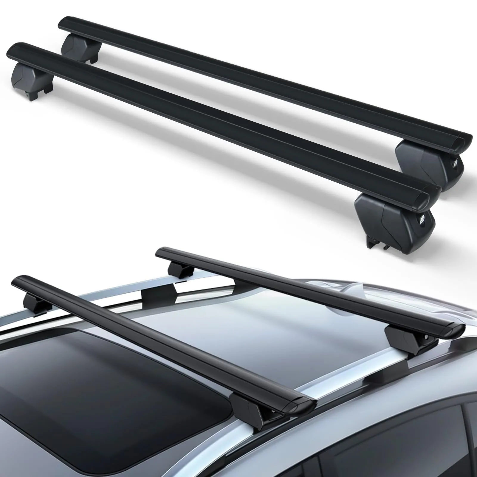 Flush-Mount Roof Rack Cargo Rails - Towing & Utility for Bare Roof Sedans