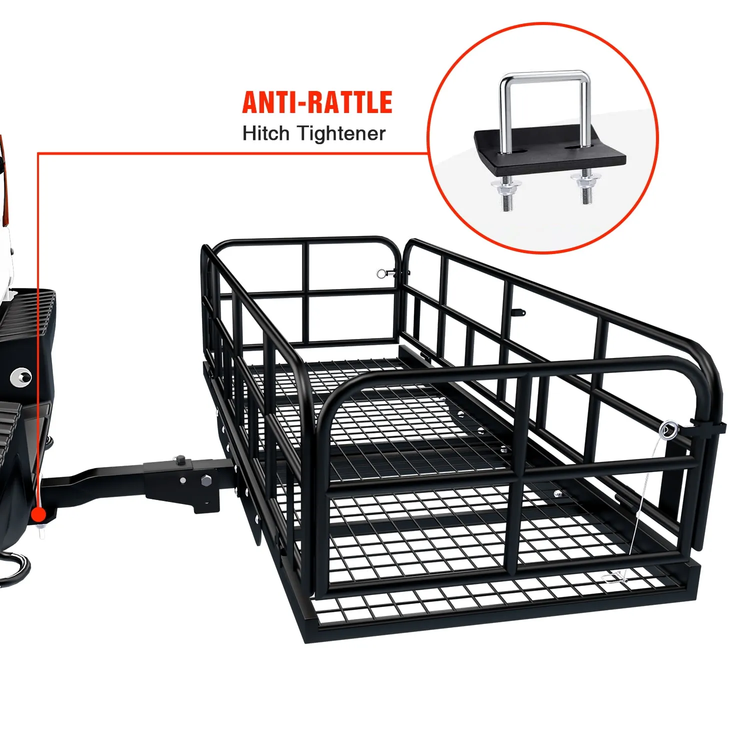 Foldable Hitch-Mounted Steel Cargo Carrier Basket - Towing & Utility for Family SUVs