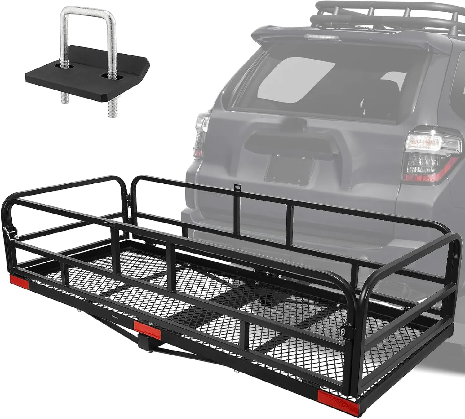 Foldable Hitch-Mounted Steel Cargo Carrier Basket - view 3