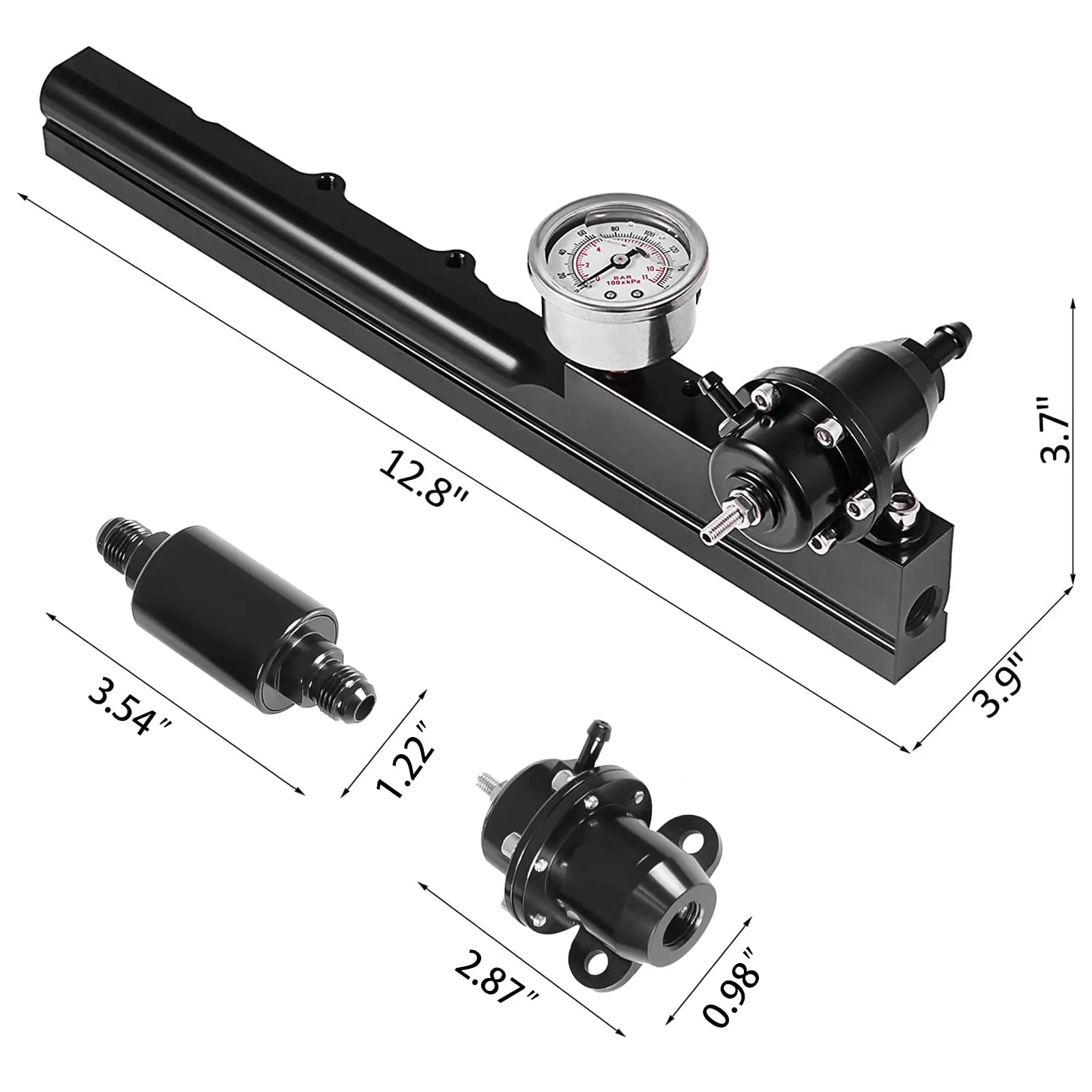High-Flow Fuel Rail with Pressure Regulator - view 3