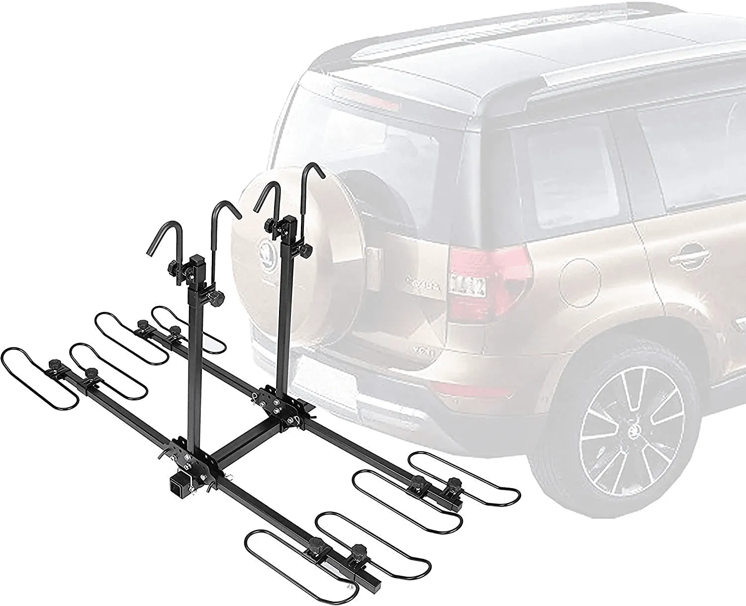Hitch-Mounted Platform 4-Bike Tilting Rack Carrier - Towing & Utility for Family Travel