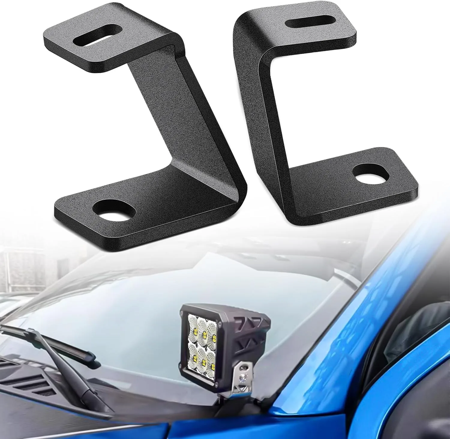 Hood-Mounted LED Pod Light Kit with Brackets - Lighting for Off-Road Jeeps