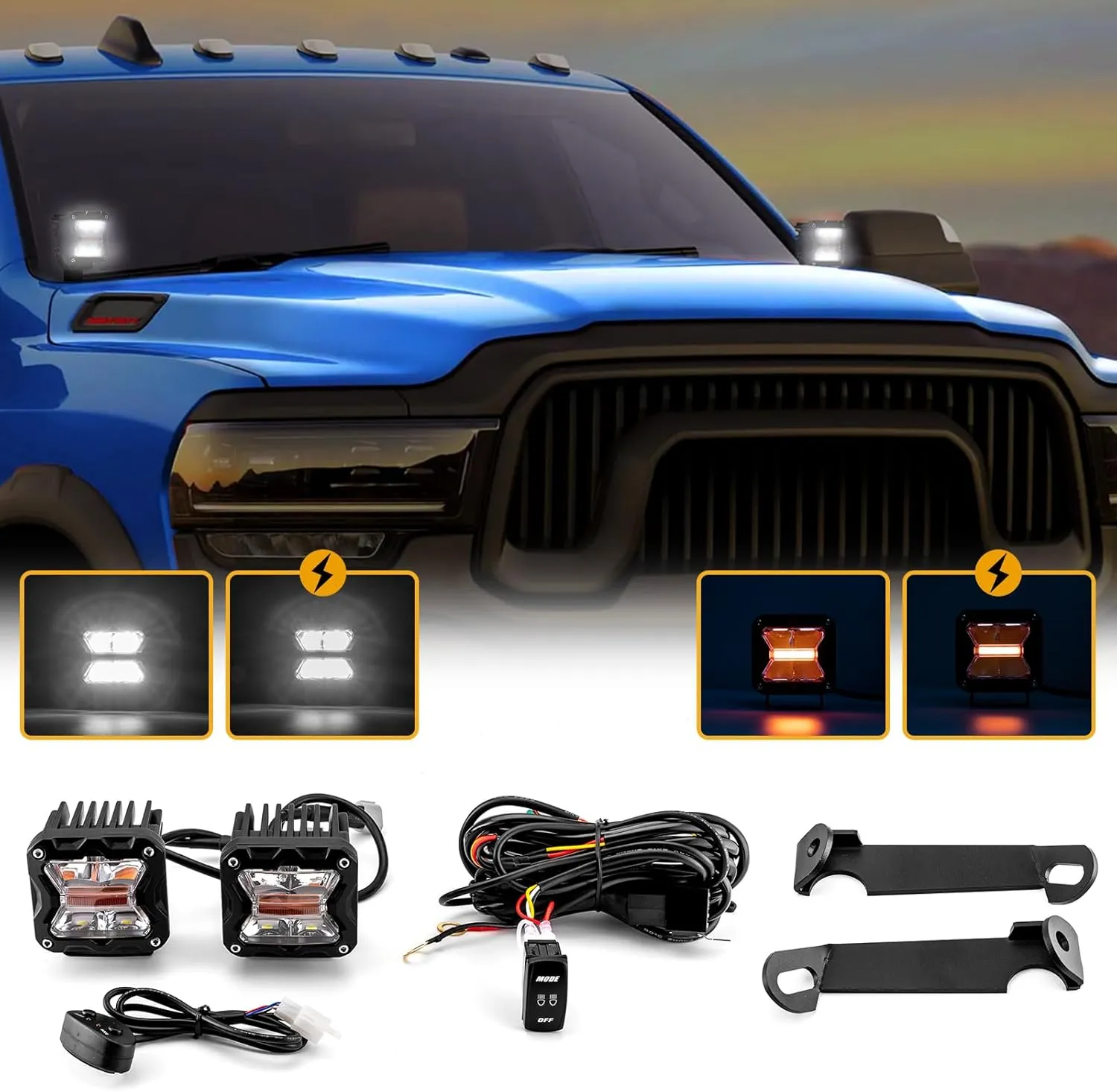 Hood-Mounted LED Pod Light Kit with Brackets - view 4