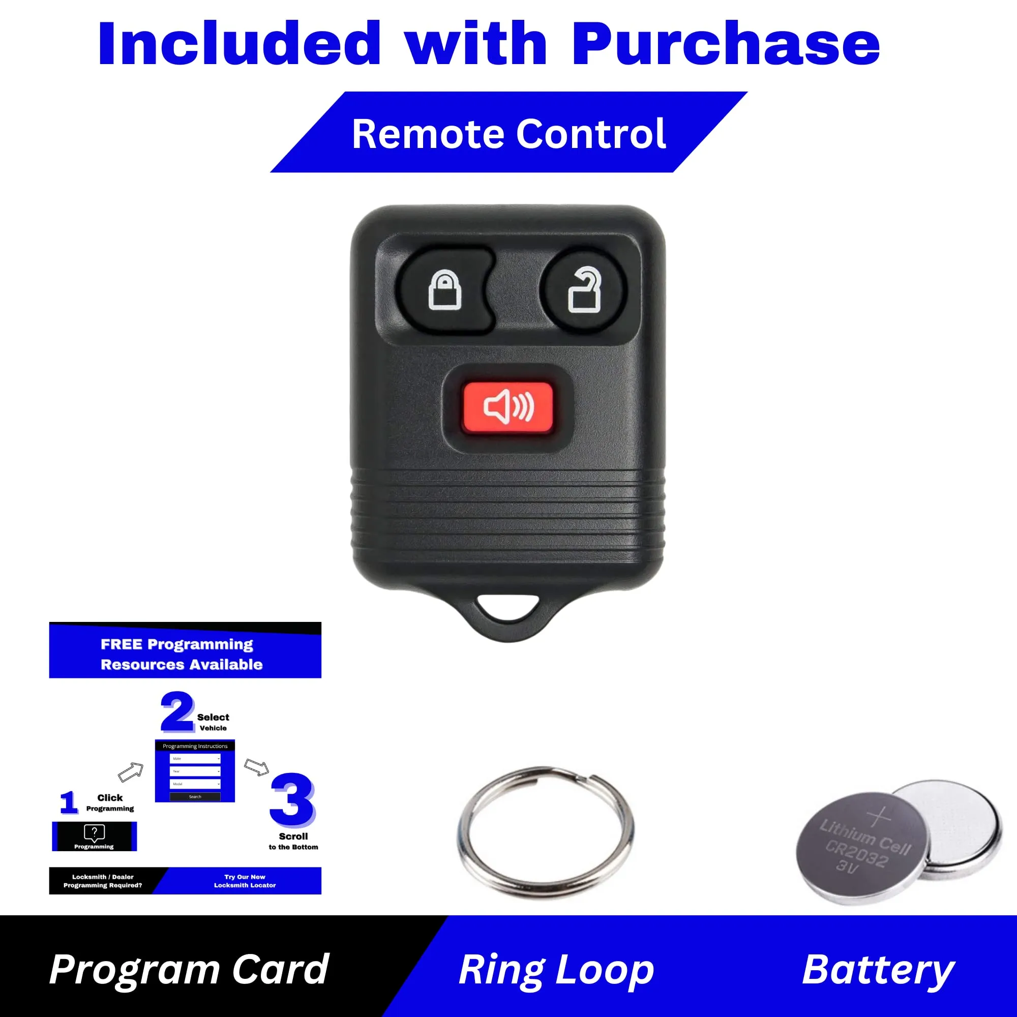 Keyless Entry Remote Key Fob Set (3-Pack) - view 6