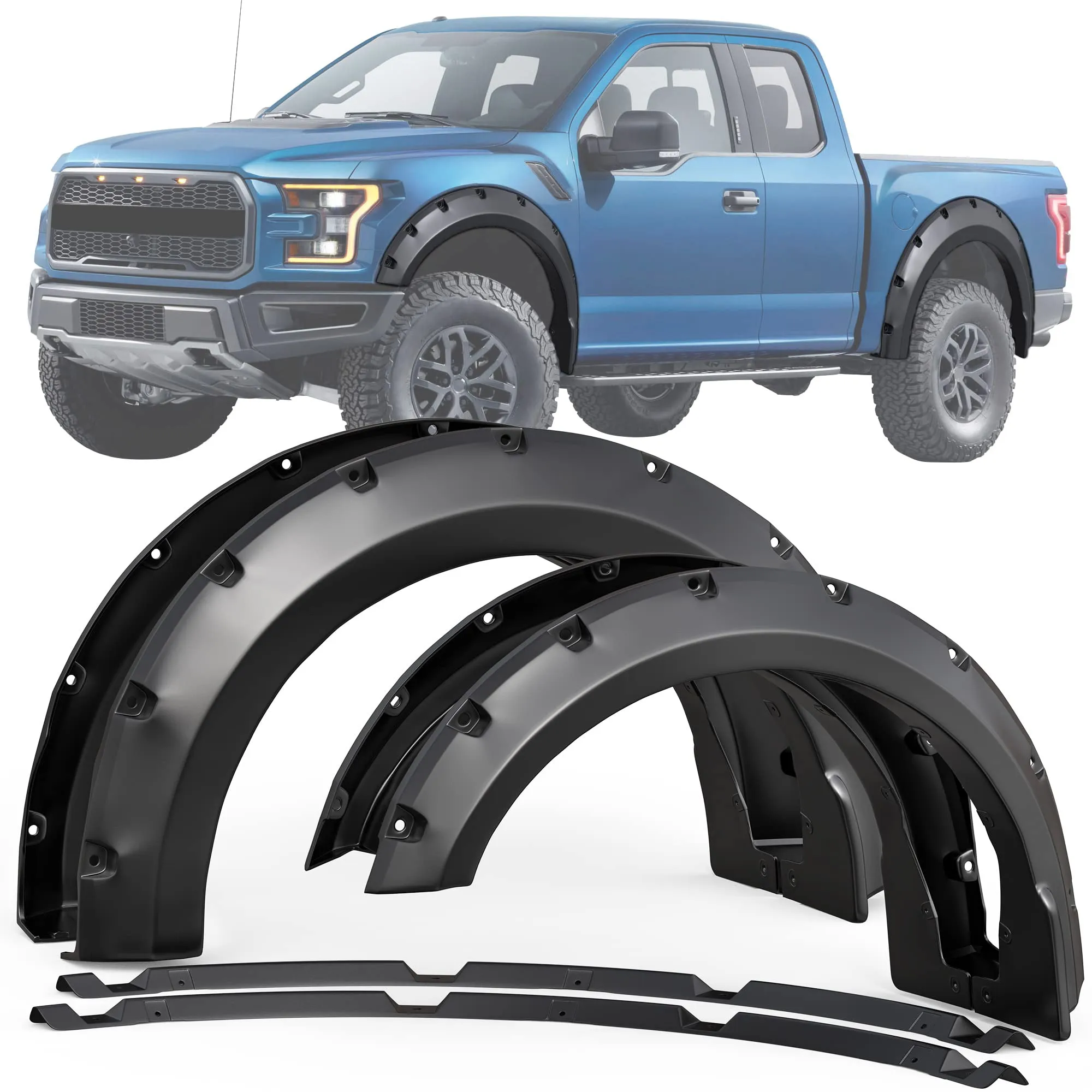 Pocket-Style UV-Protected Fender Flares (4-Pack) - Exterior & Body for Widebody Trucks