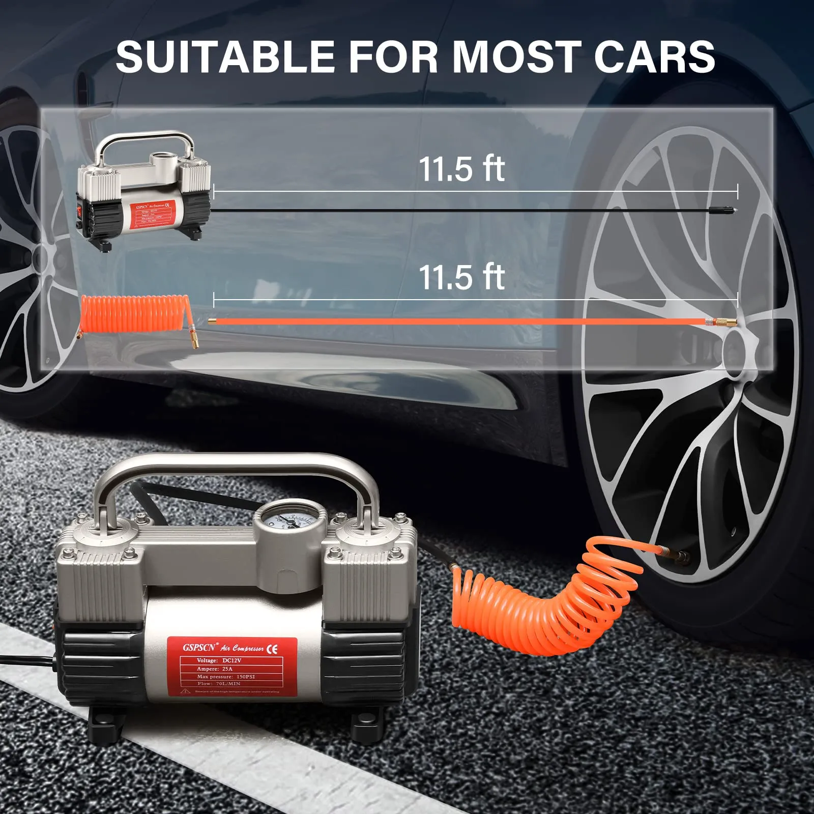Portable Tire Inflator Heavy-Duty Jump Box Station - Towing & Utility for Roadside Safety