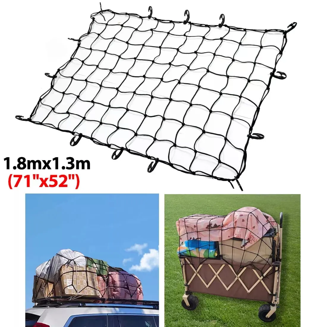 Roof Rack Cargo Storage Net & Tie-Down Kit - Towing & Utility for Overland Vehicles