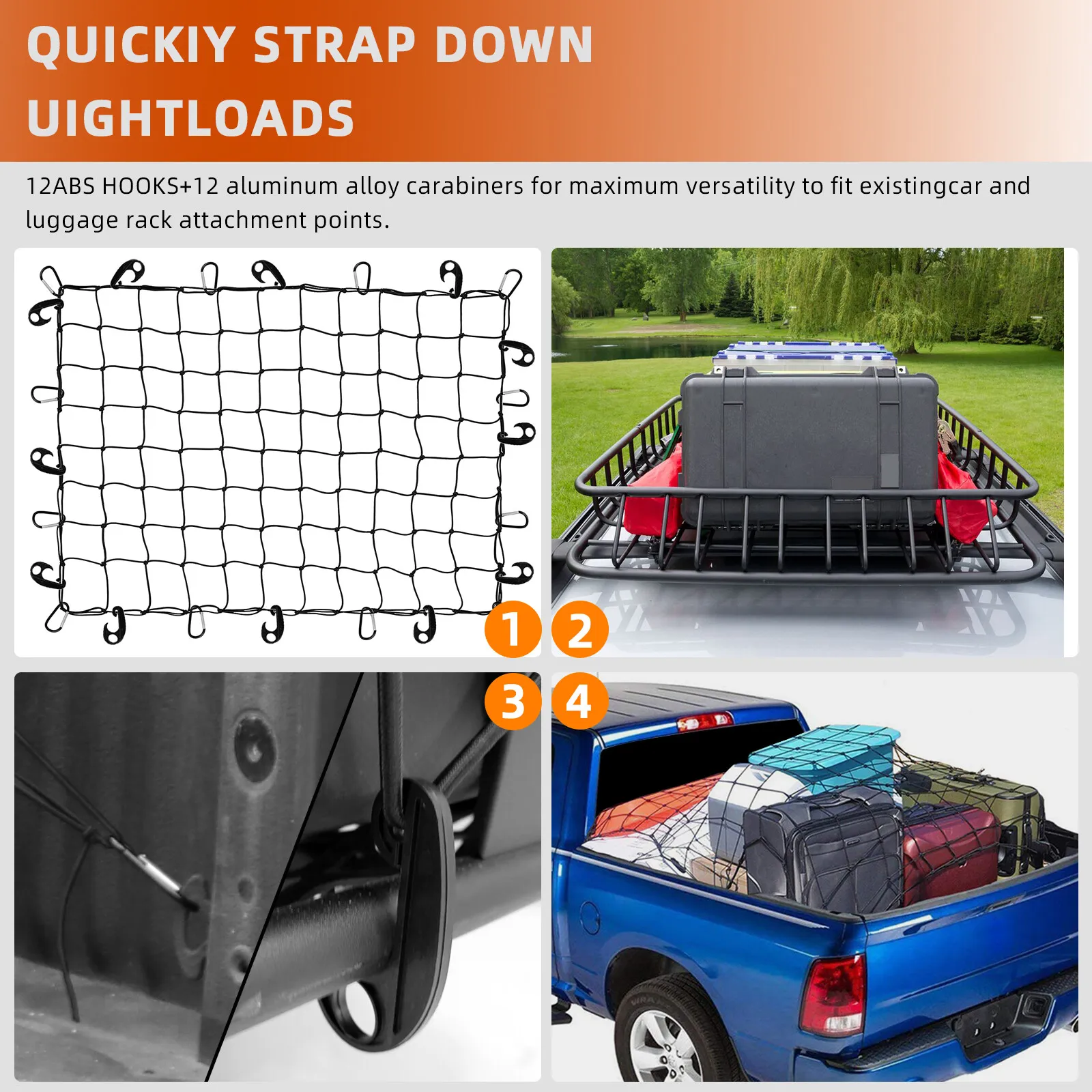 Roof Rack Cargo Storage Net & Tie-Down Kit - view 3