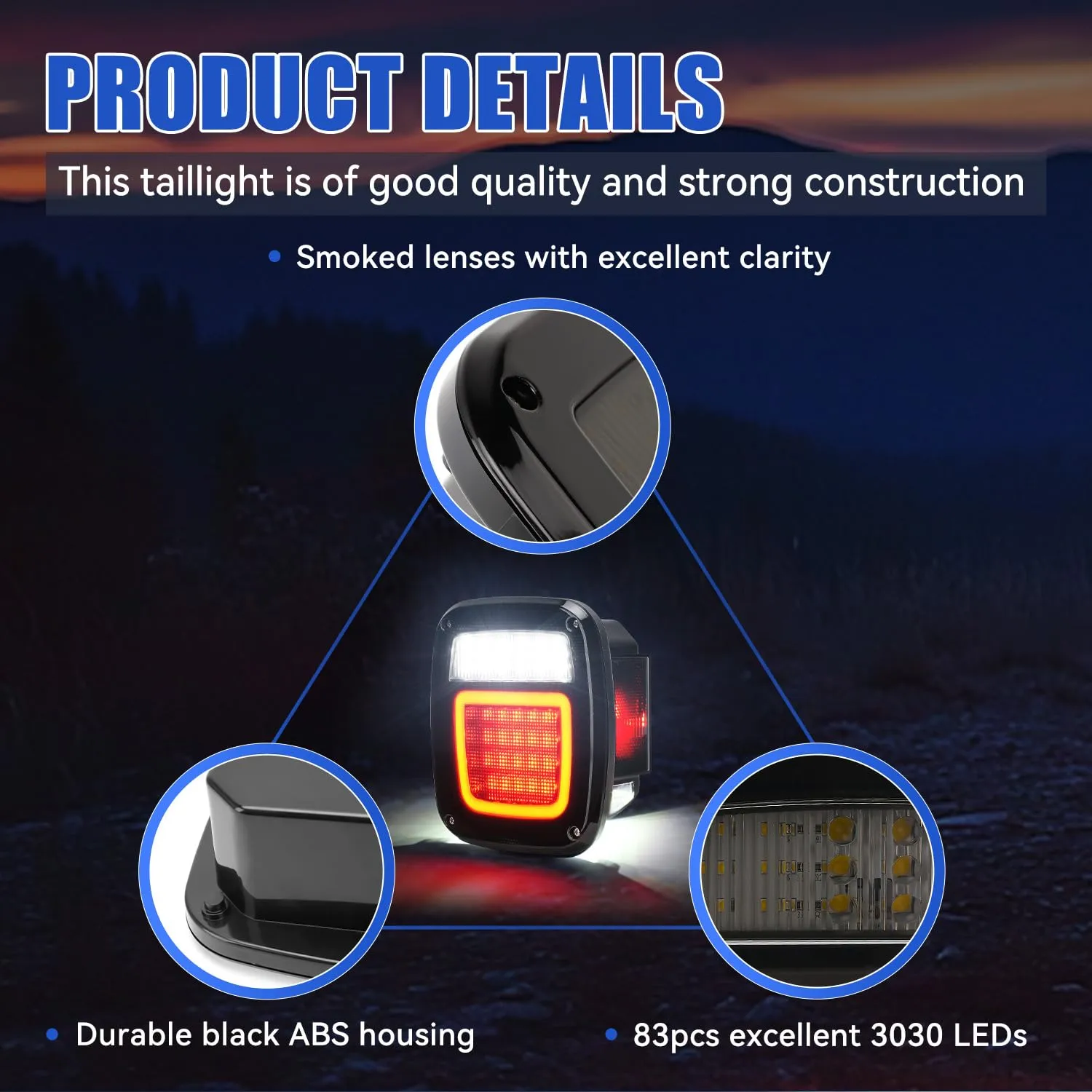 Smoked Lens Rear LED Tail Light Assembly (Left) - Lighting for Muscle Cars