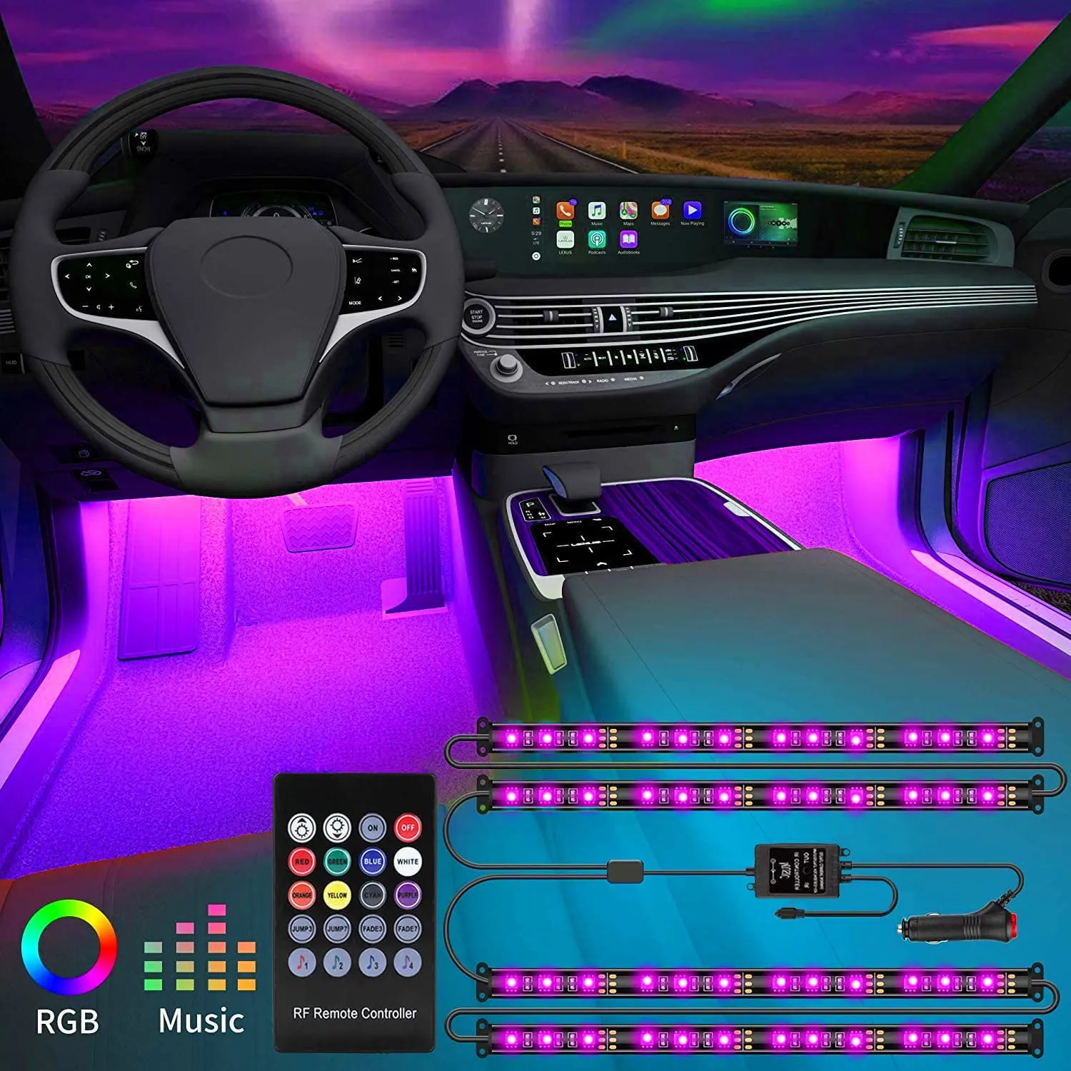 Under-Dash LED Ambient Interior Lighting Hub - view 4