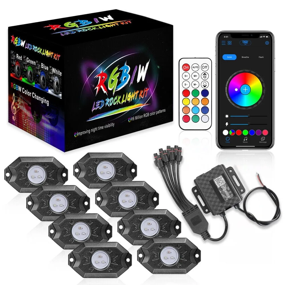 Underbody RGB Rock Light Kit (8 Pods) - Lighting for Off-Road Jeeps