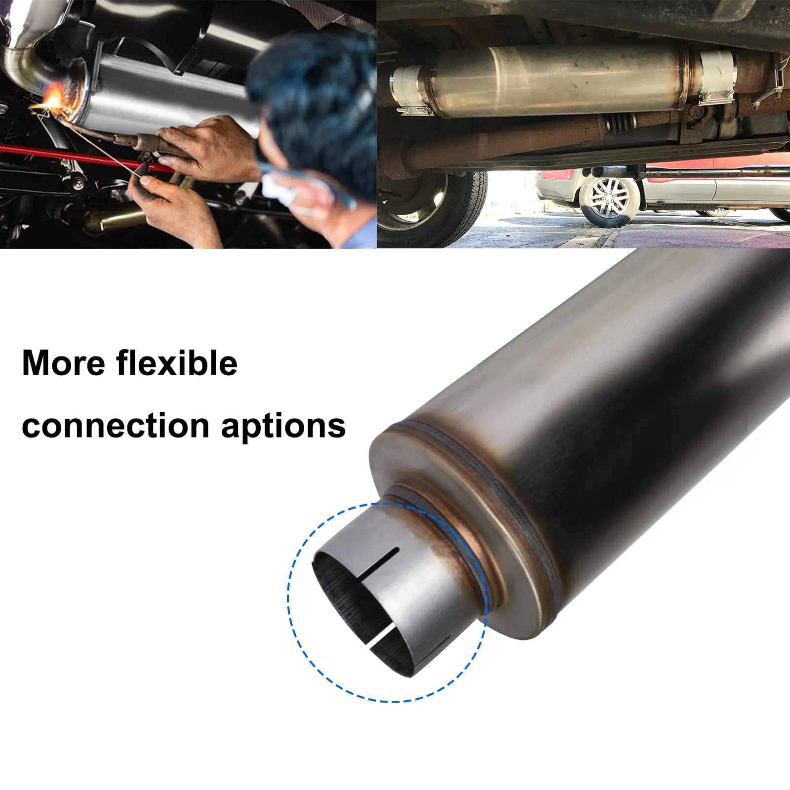 Universal Stainless Steel Resonator Exhaust Pipe - view 2
