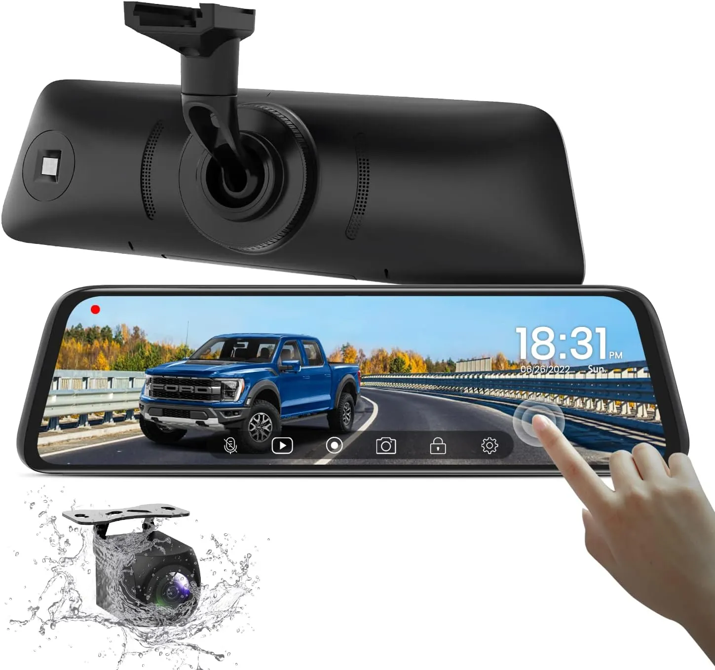 Waterproof Smart Rearview Mirror Camera Monitor - Electronics for Commercial Fleet