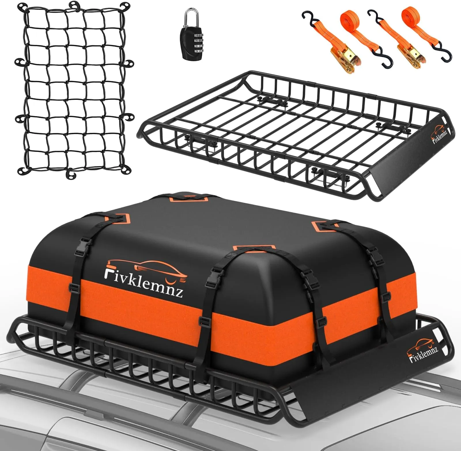 Weatherproof Roof Cargo Carrier Basket Bag - Towing & Utility for Road Trips
