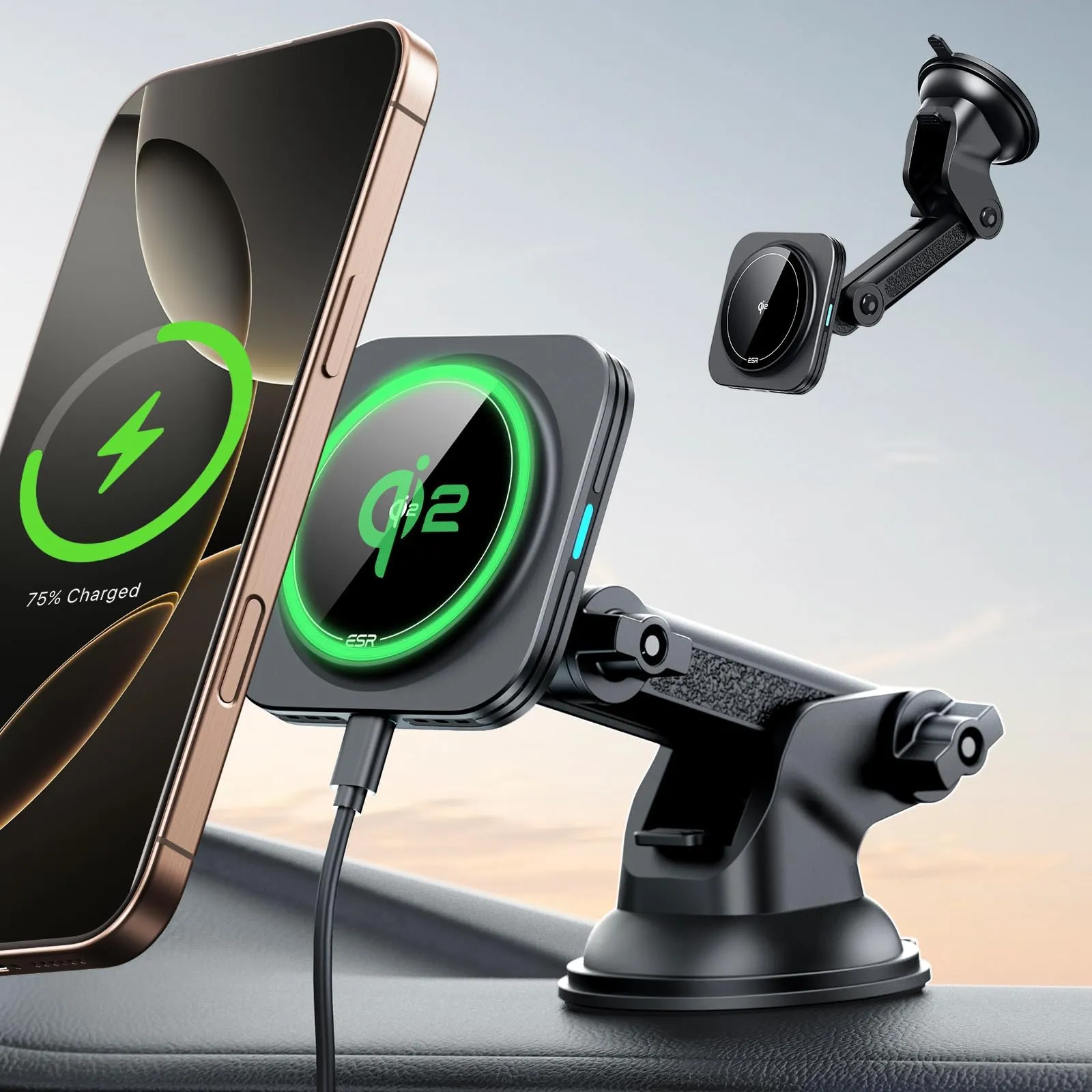 Wireless Smart Phone Charging Dash Mount Pad - view 3