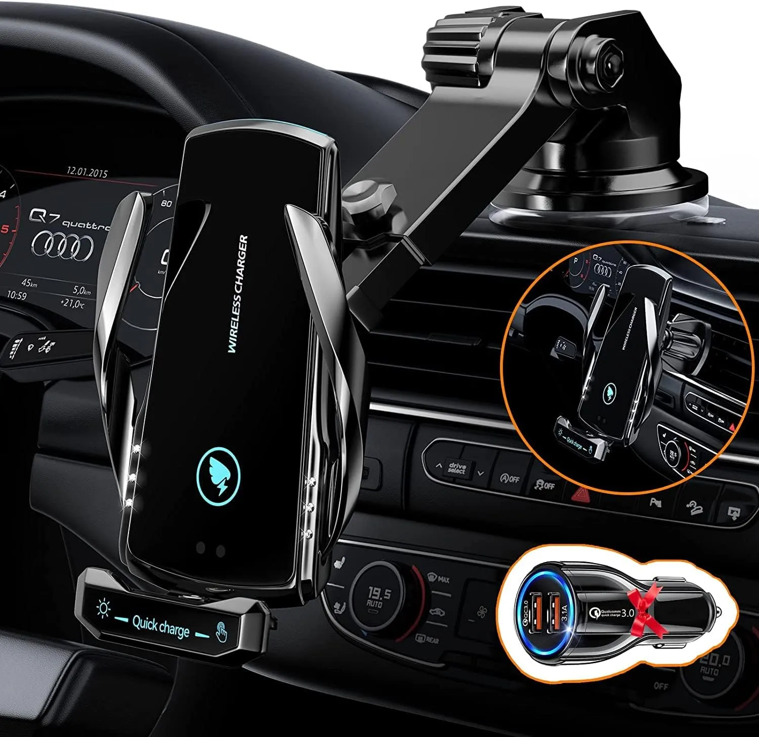 Wireless Smart Phone Charging Dash Mount Pad - view 4